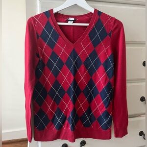 Red and Blue Argyle Sweater size medium